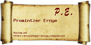 Promintzer Ernye névjegykártya